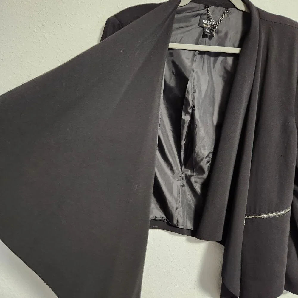 Nicole By Nicole Miller | Black Drape City Black Blazer Jacket Large - Picture 4 of 6